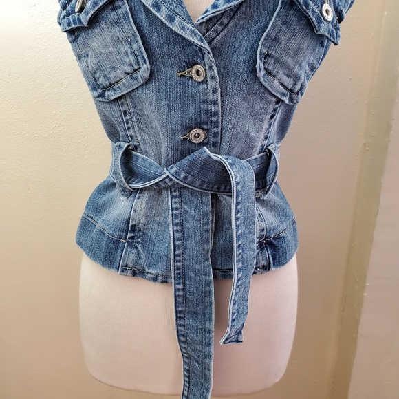 Urban Behavior Cinched Waist Denim Vest - Picture 3 of 8
